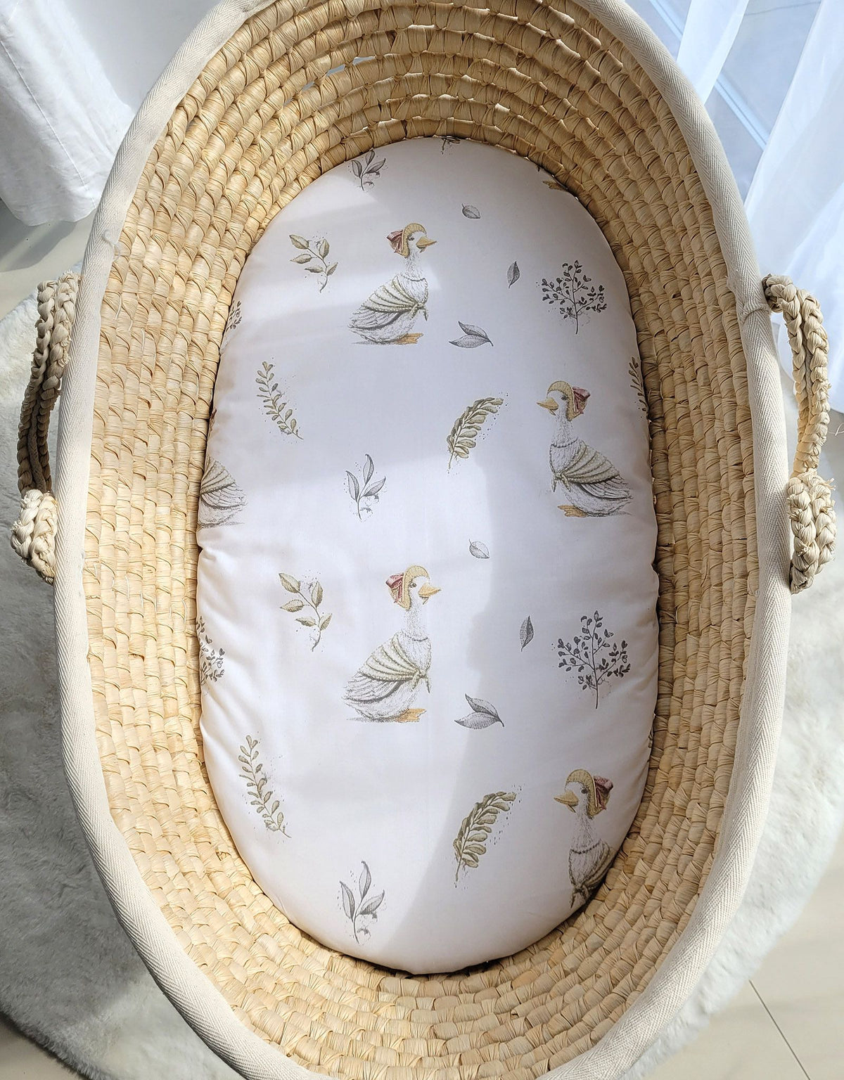 Sheet made of cotton for for prams, moses basket mattress 75x35 cm - gooses