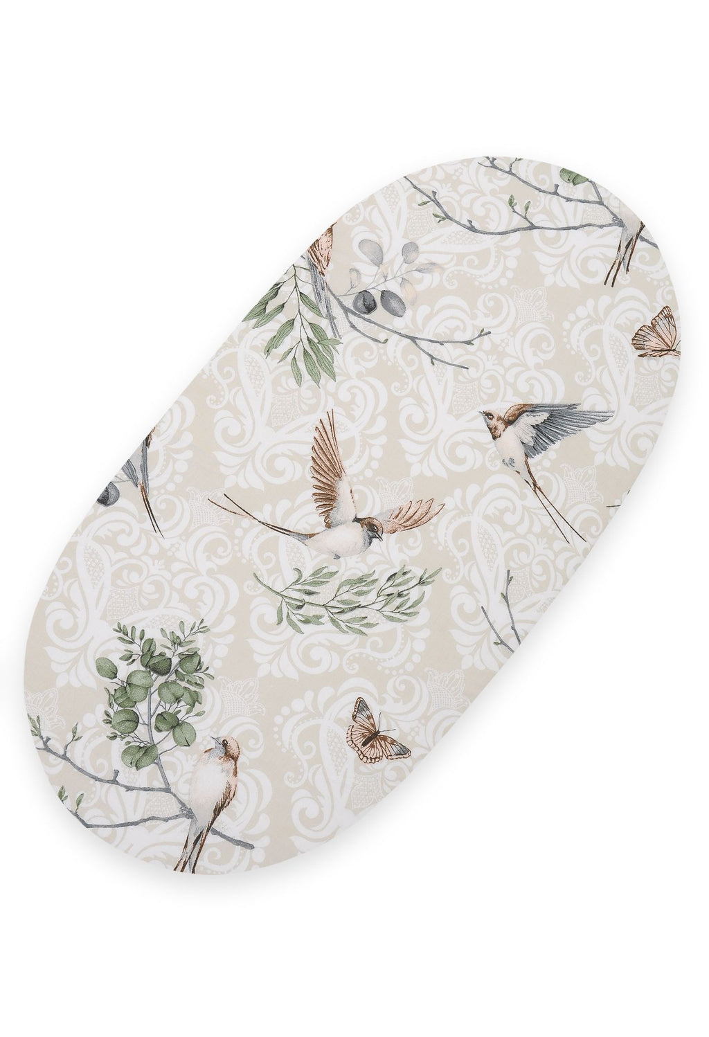 Sheet made of cotton for for prams, moses basket mattress 75x35 cm - Brown birds