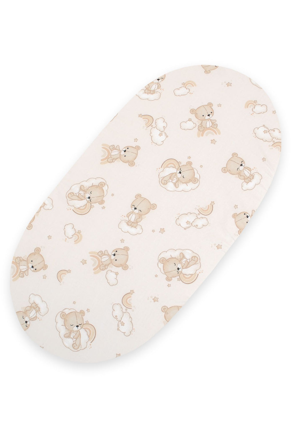 Sheet made of cotton for for prams, moses basket mattress 75x35 cm - Rainbow beige bear