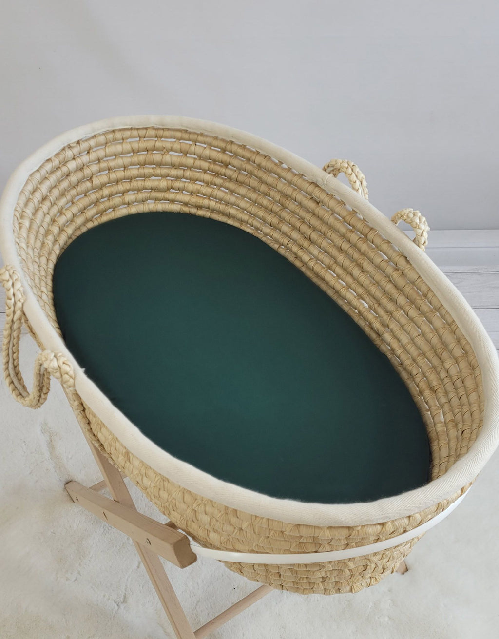 Sheet made of cotton for for prams, moses basket mattress 75x35 cm - bottle green