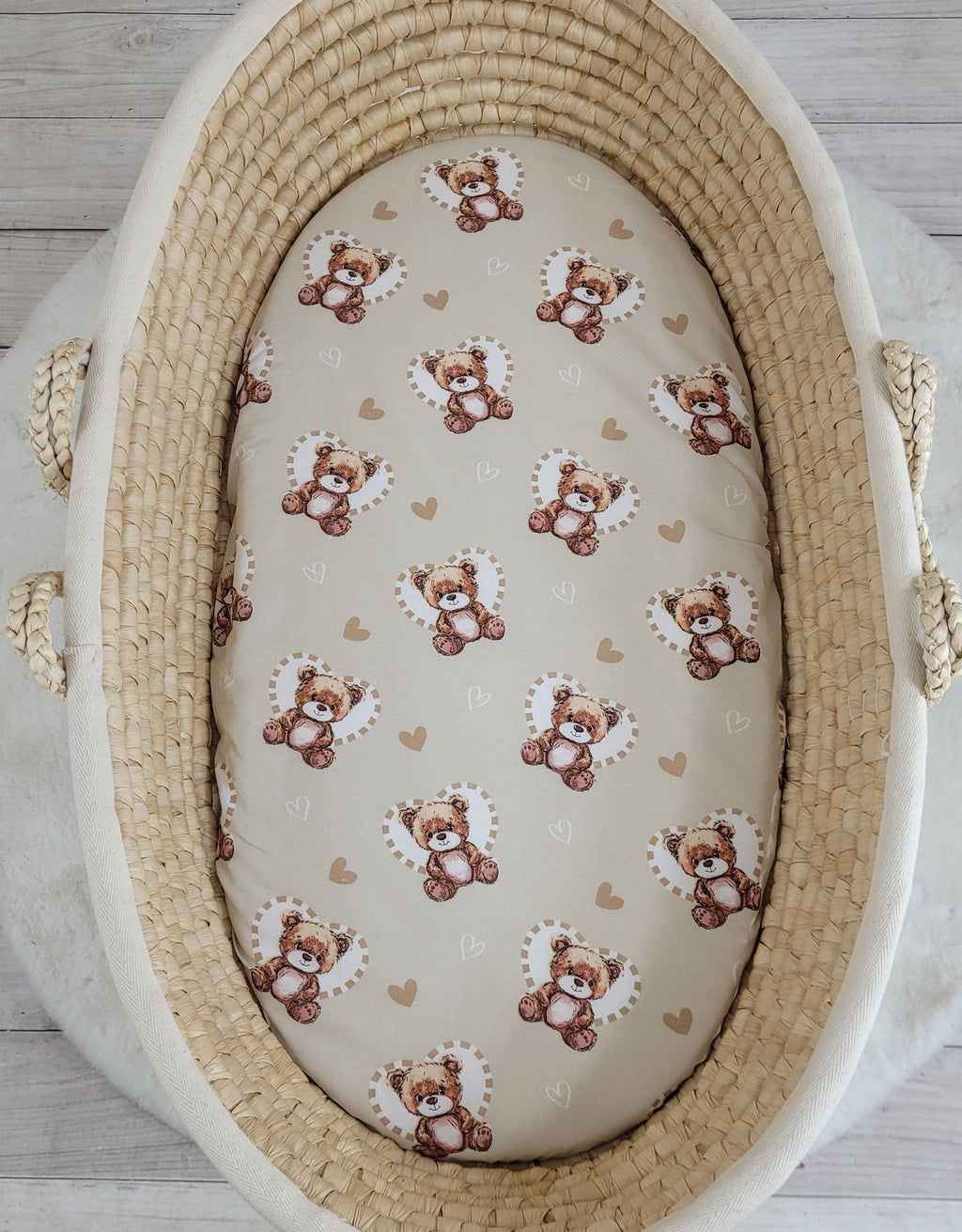 Sheet made of cotton for for prams, moses basket mattress 75x35 cm - Teddy love