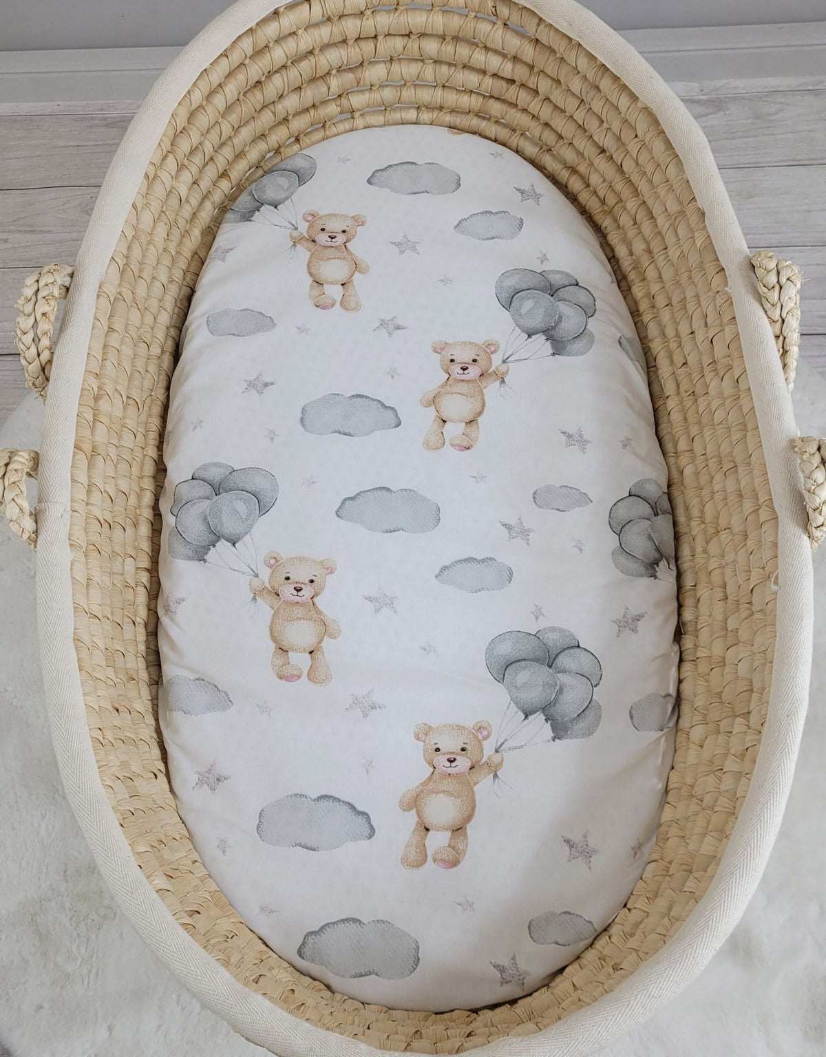 Sheet made of cotton for for prams, moses basket mattress 75x35 cm - Teddy bear