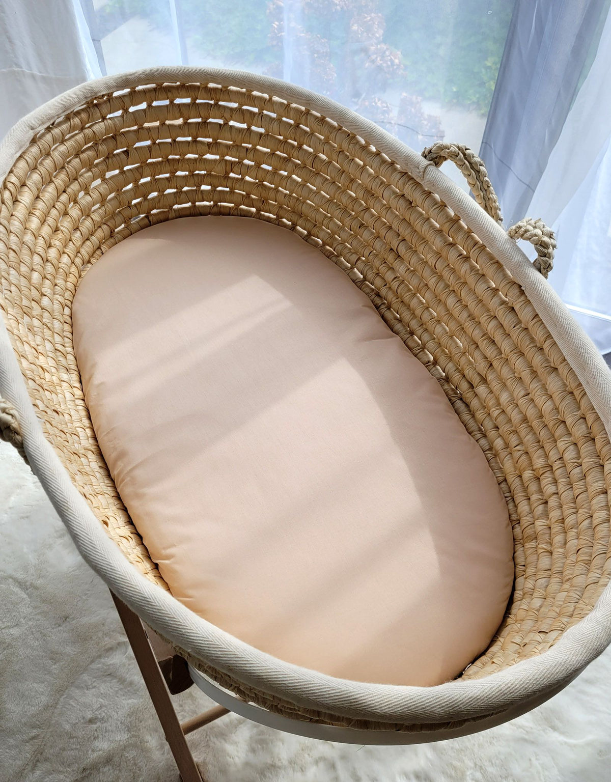 Sheet made of cotton for for prams, moses basket mattress 75x35 cm - beige