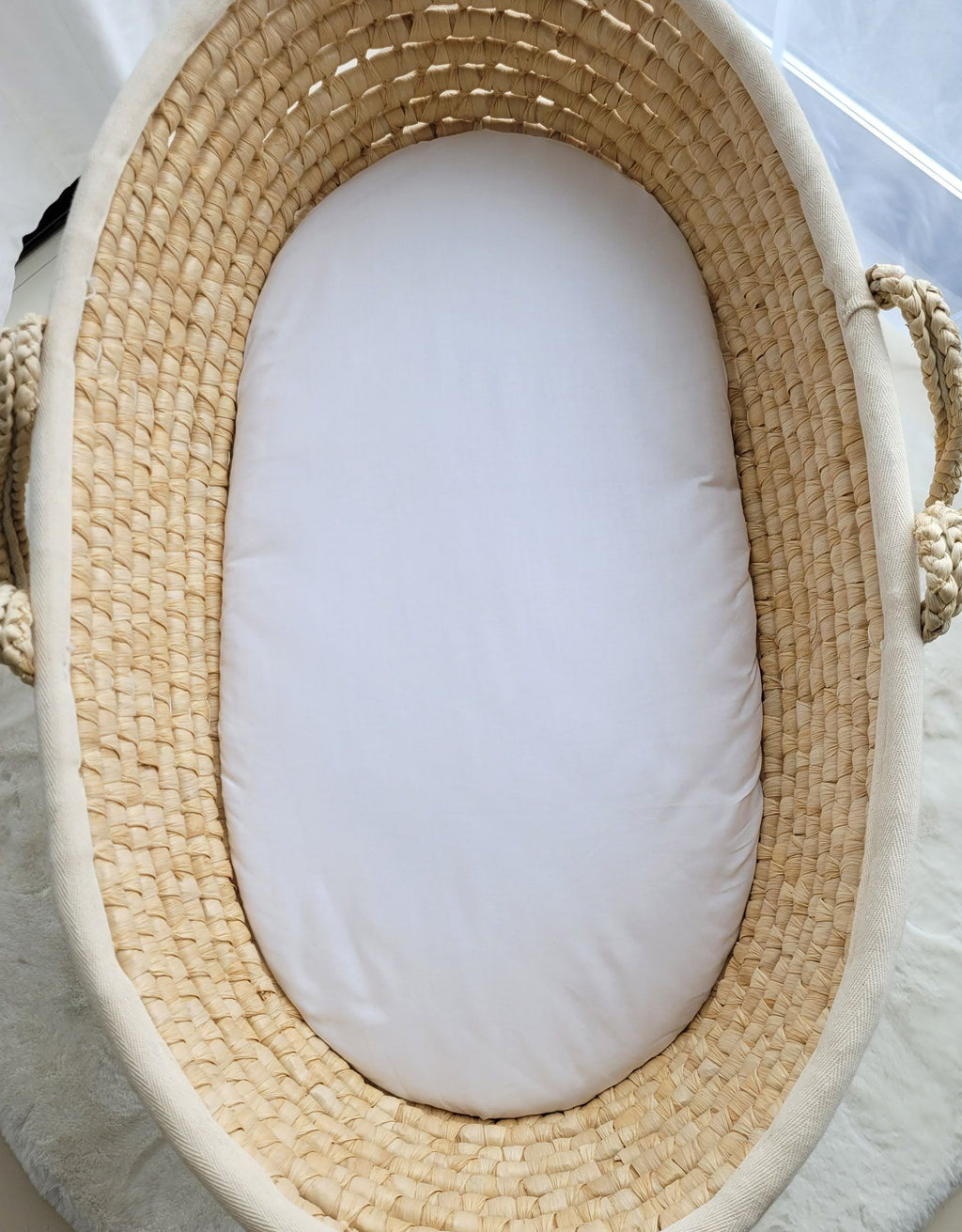 Sheet made of cotton for for prams, moses basket mattress 75x35 cm - white