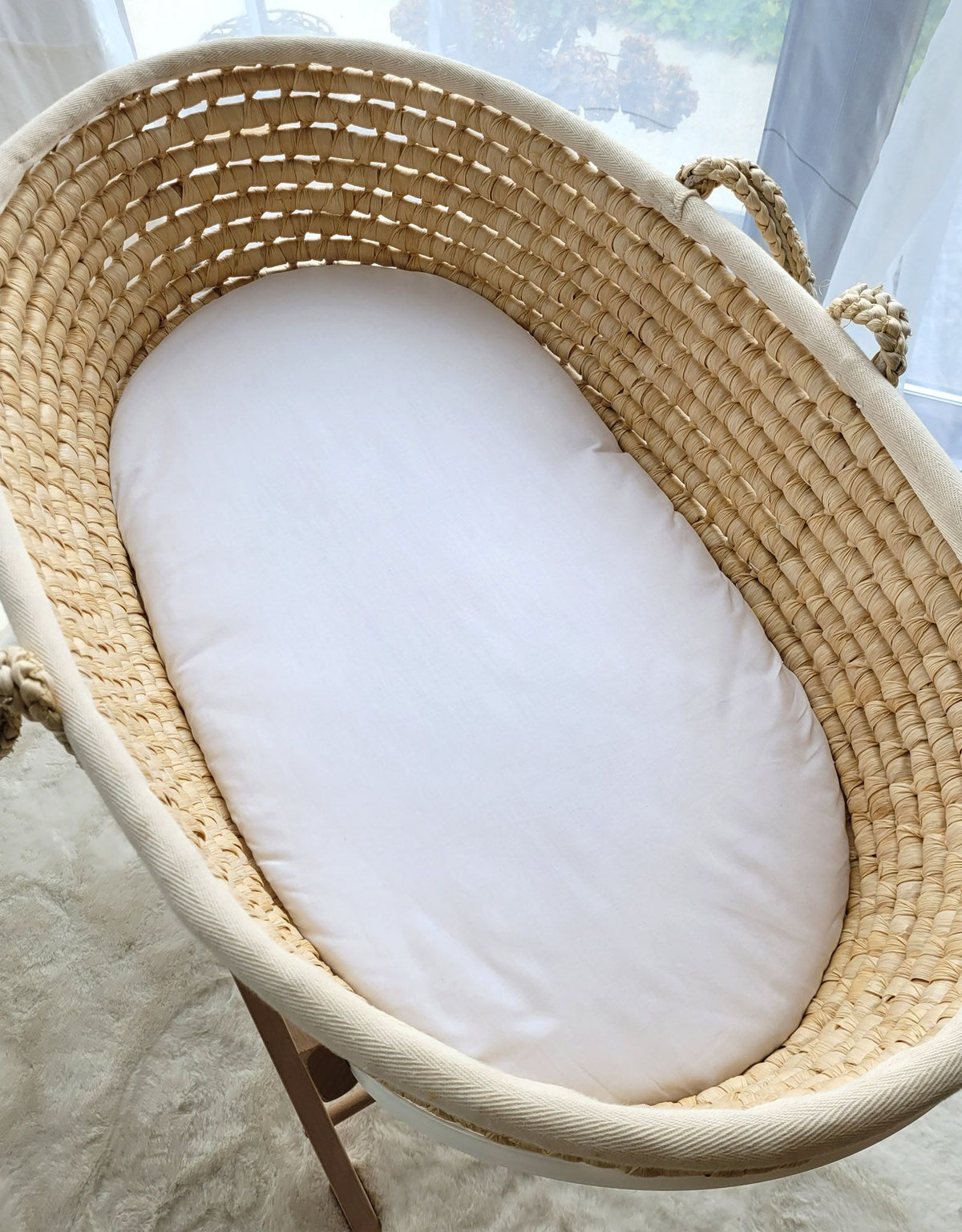 Sheet made of cotton for for prams, moses basket mattress 75x35 cm - white