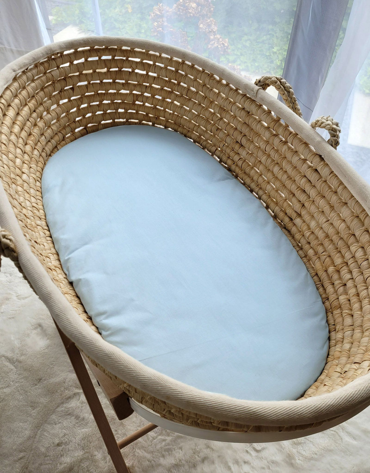 Sheet made of cotton for for prams, moses basket mattress 75x35 cm - blue