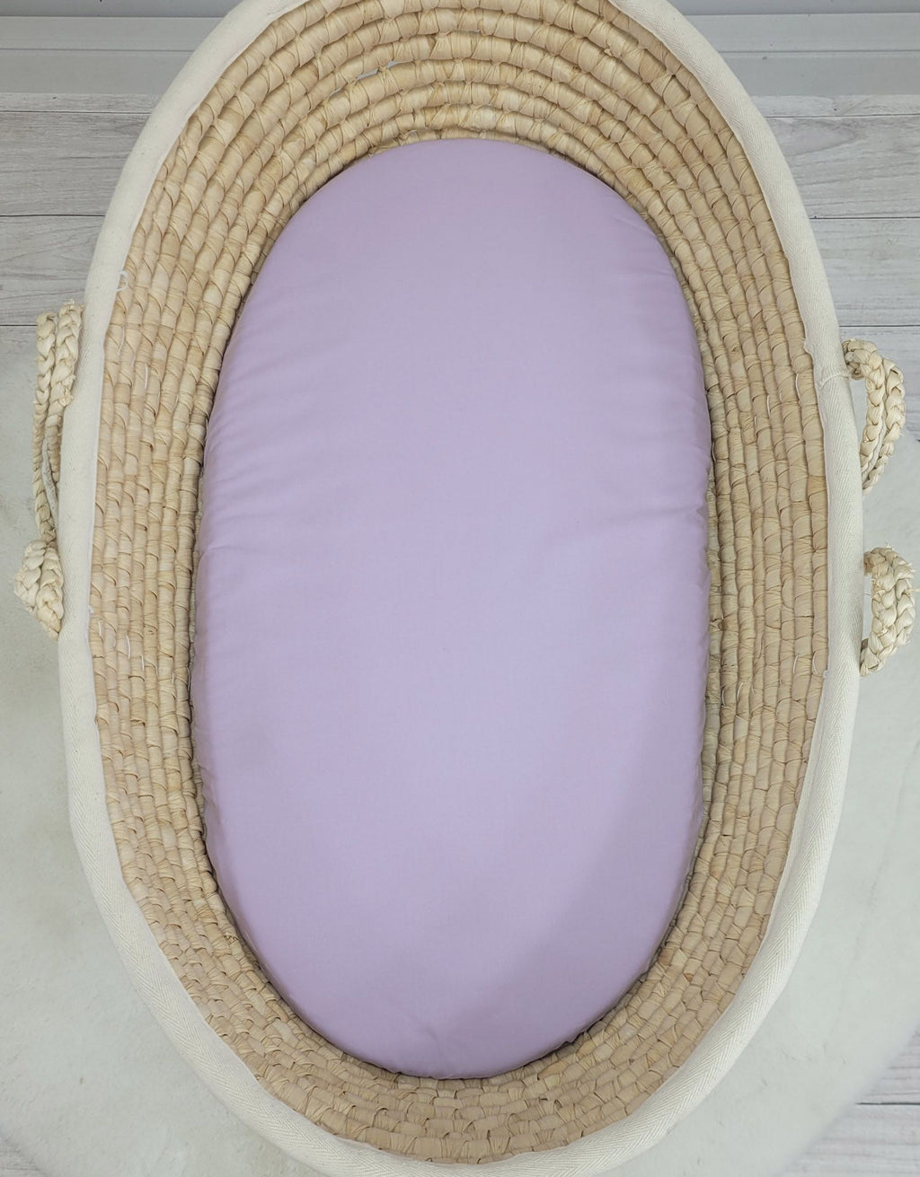 Sheet made of cotton for for prams, moses basket mattress 75x35 cm - lila