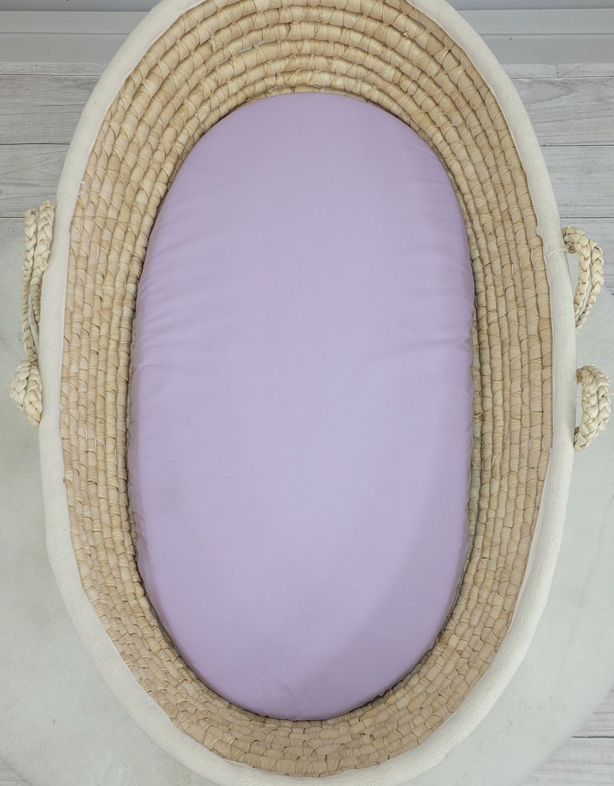 Sheet made of cotton for for prams, moses basket mattress 75x35 cm - lila