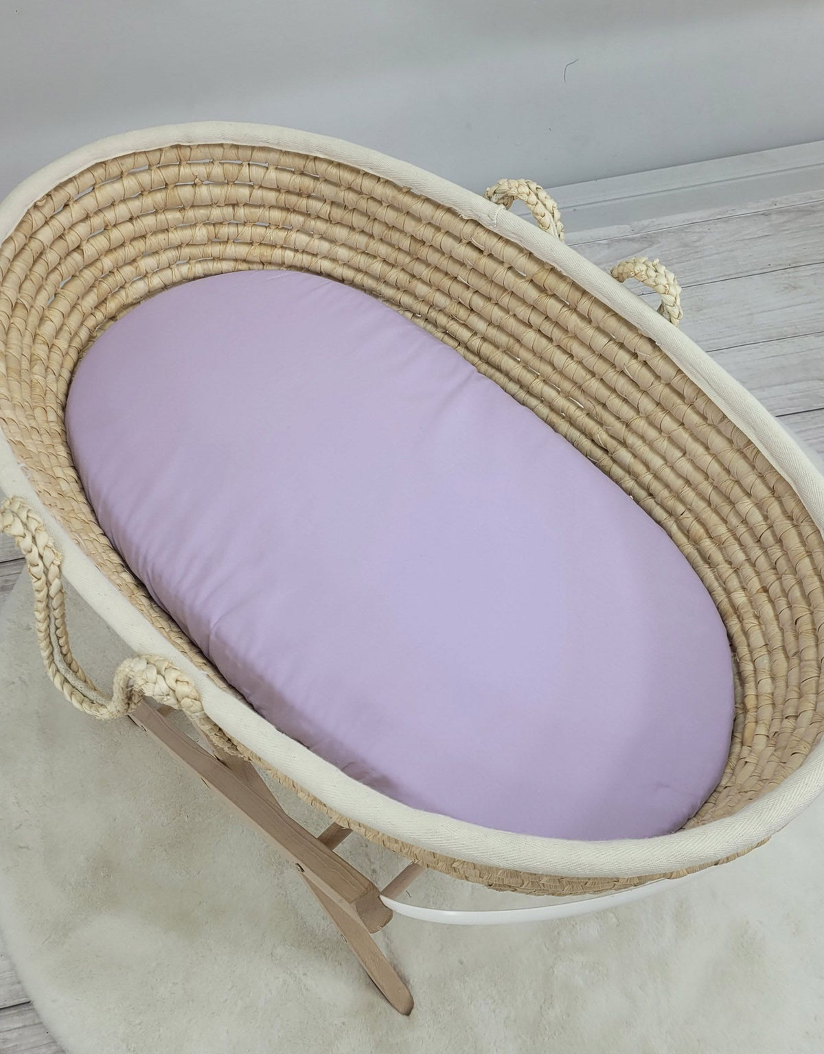 Sheet made of cotton for for prams, moses basket mattress 75x35 cm - lila