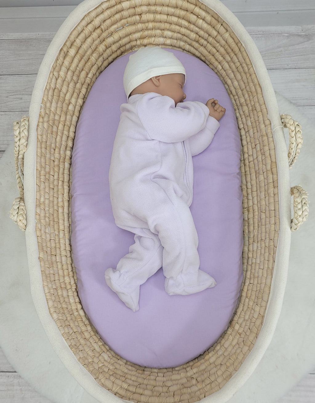 Sheet made of cotton for for prams, moses basket mattress 75x35 cm - lila
