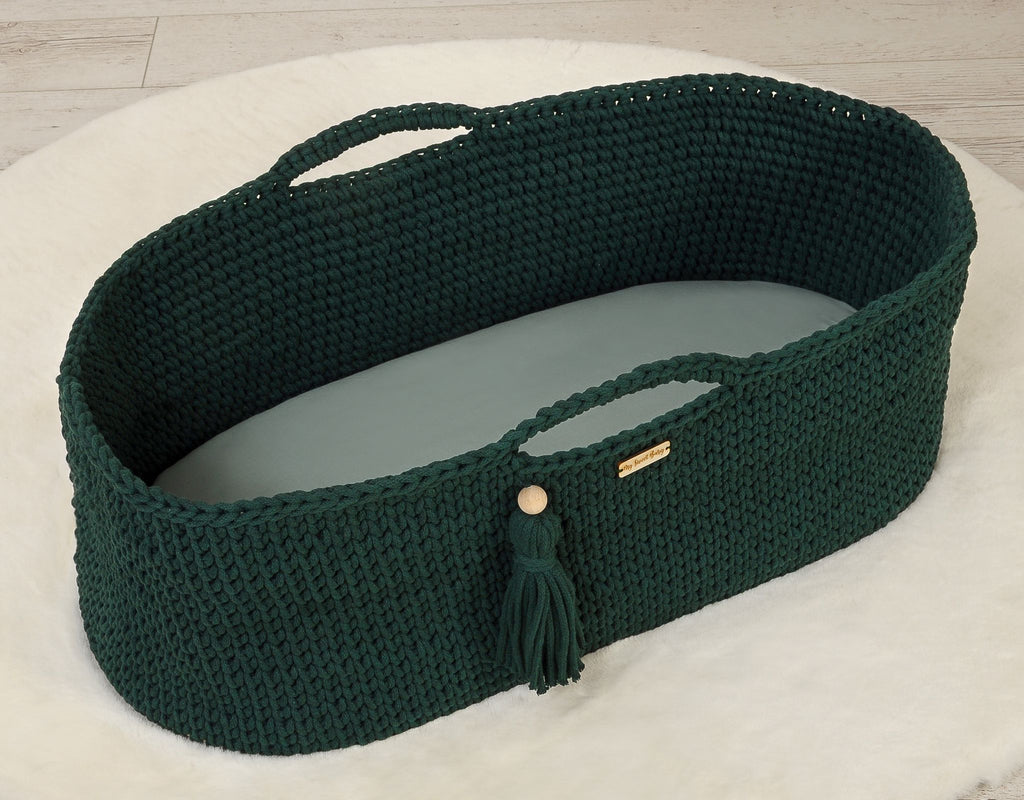 Sheet made of cotton for for prams, moses basket mattress 75x35 cm - pastel green
