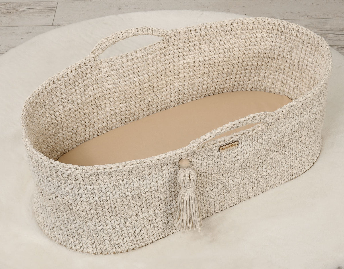 Sheet made of cotton for for prams, moses basket mattress 75x35 cm - beige