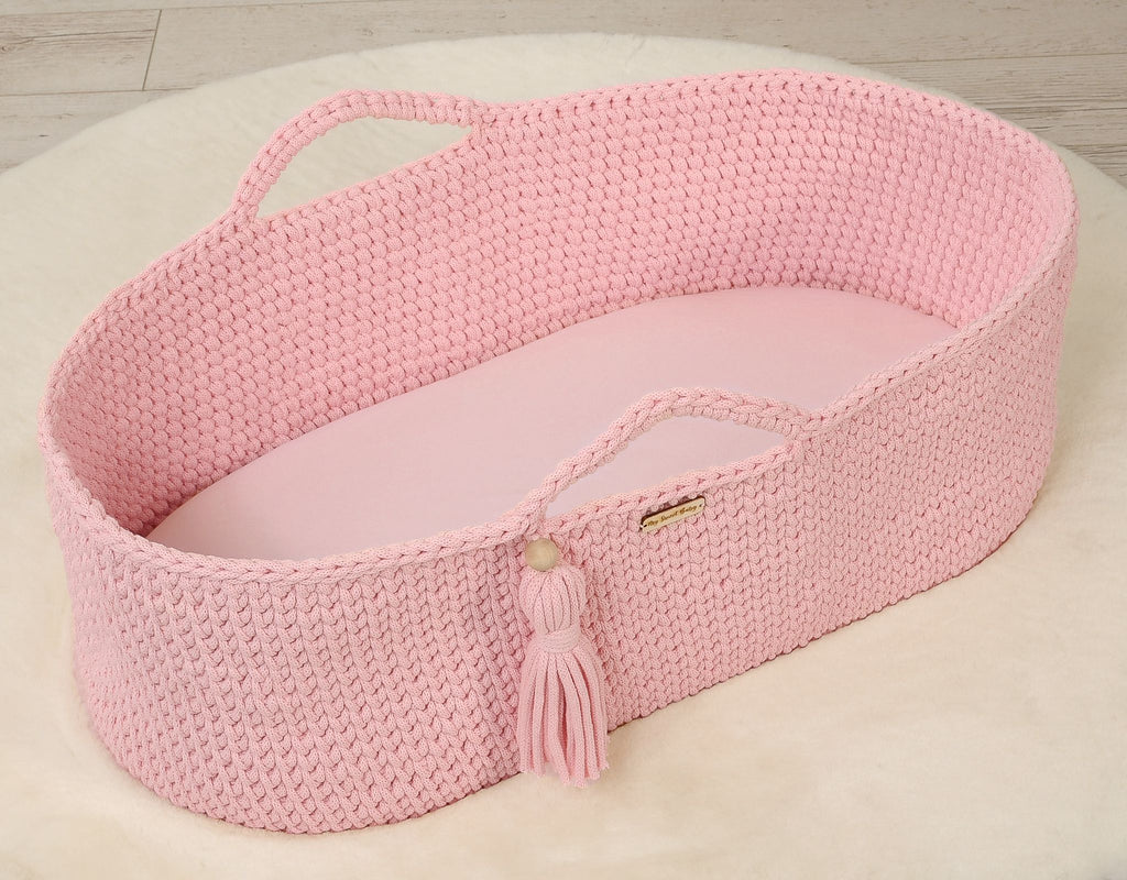 Sheet made of cotton for for prams, moses basket mattress 75x35 cm - pink