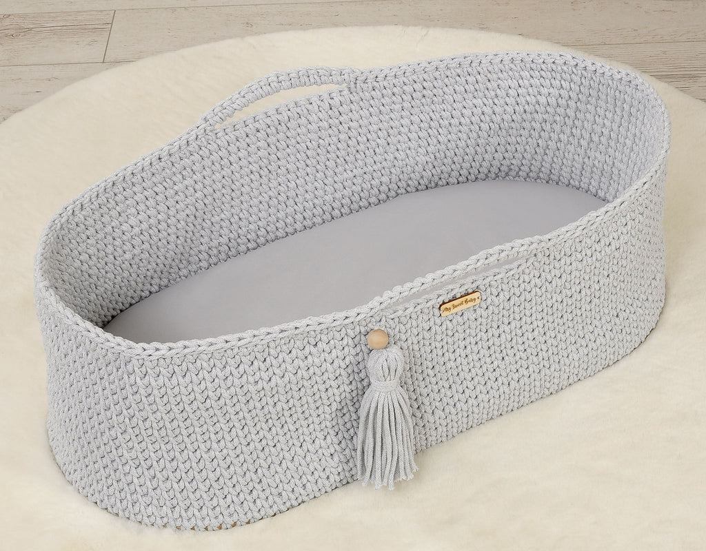 Sheet made of cotton for for prams, moses basket mattress 75x35 cm - gray