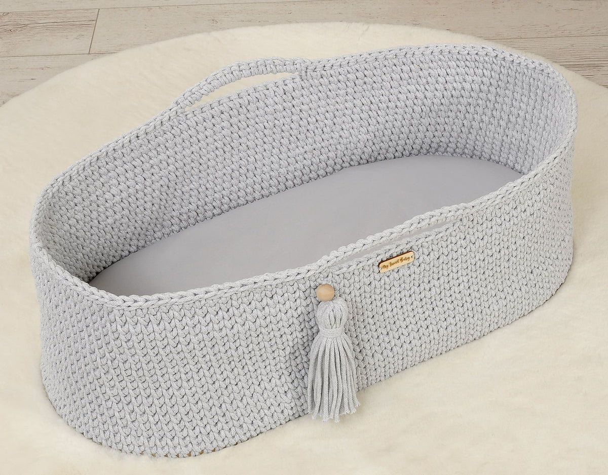 Sheet made of cotton for for prams, moses basket mattress 75x35 cm - gray