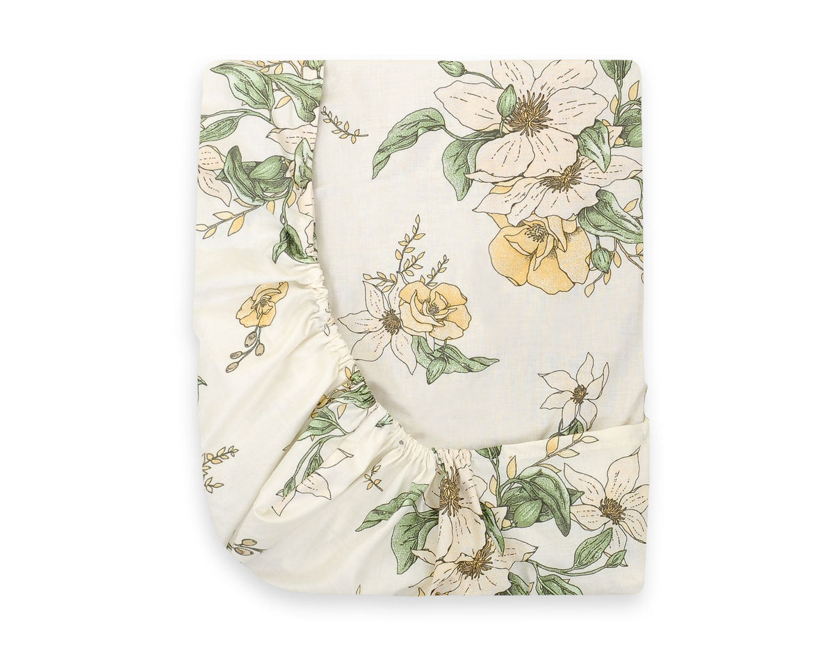 Sheet made of cotton 120x60cm - clematis on beige