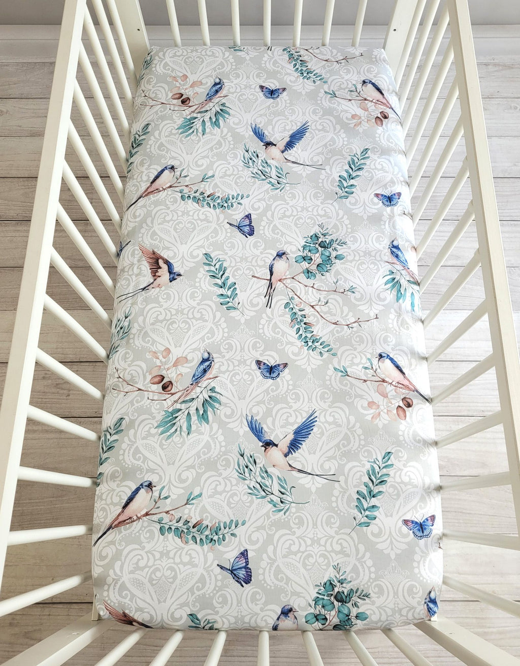 Sheet made of cotton 120x60cm - blue birds