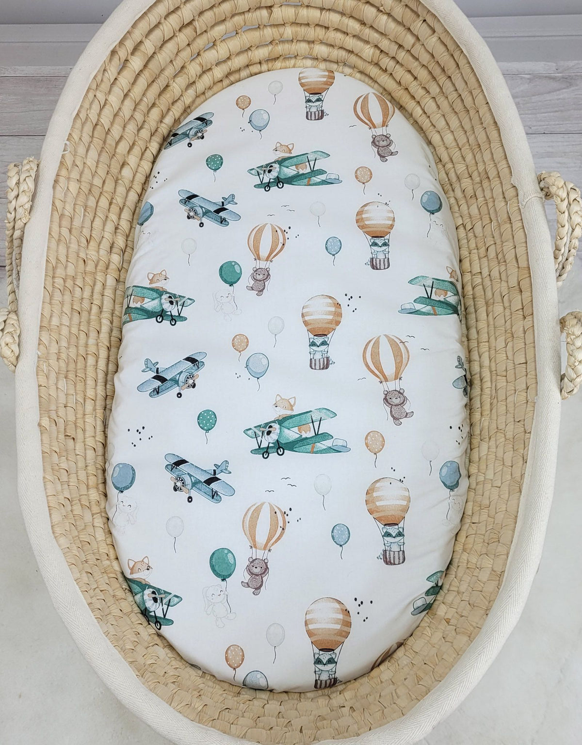 Sheet made of cotton for for prams, moses basket mattress 75x35 cm - Sky adventure