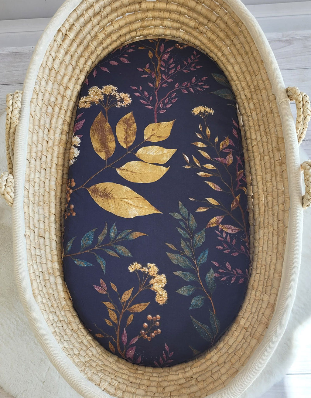 Sheet made of cotton for for prams, moses basket mattress 75x35 cm - Floristic