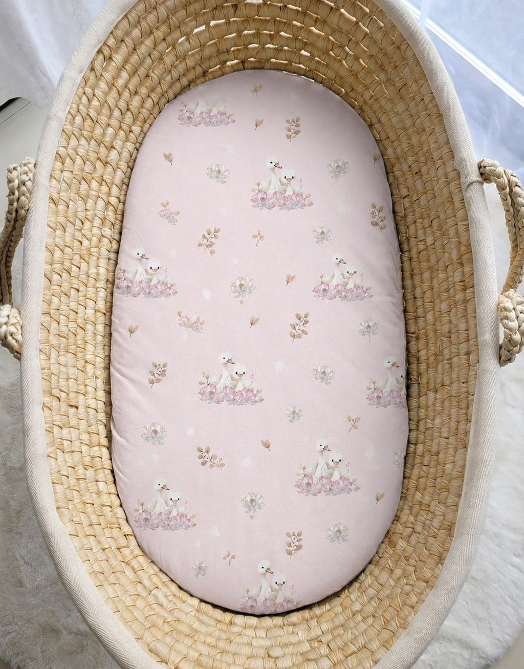 Sheet made of cotton for for prams, moses basket mattress 75x35 cm - Little Swans