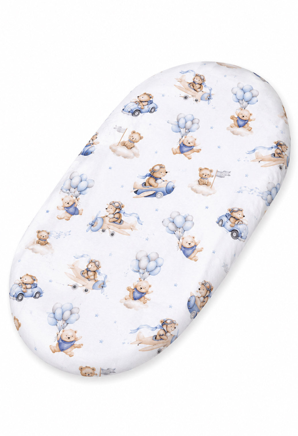 Sheet made of cotton for moses basket mattress 75x35 cm - Blue Sky Bears