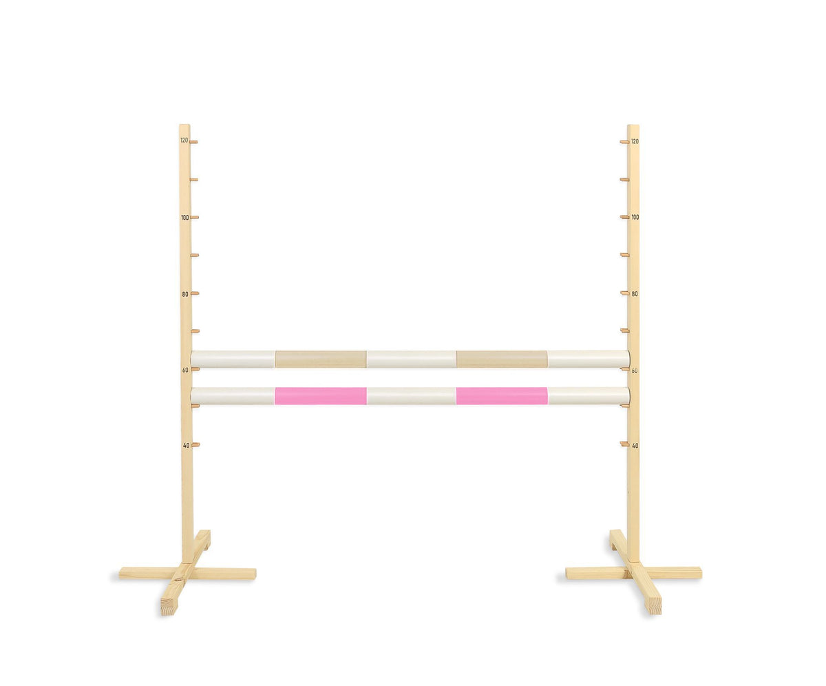Jumping obstacle for Hobby Horse 120cm, with two beams - beige and light pink