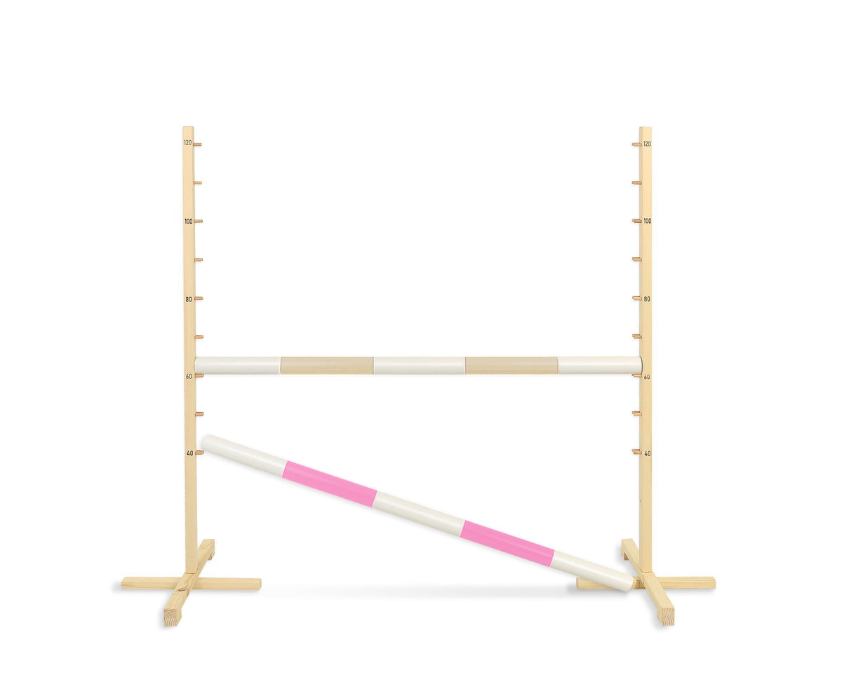 Jumping obstacle for Hobby Horse 120cm, with two beams - beige and light pink