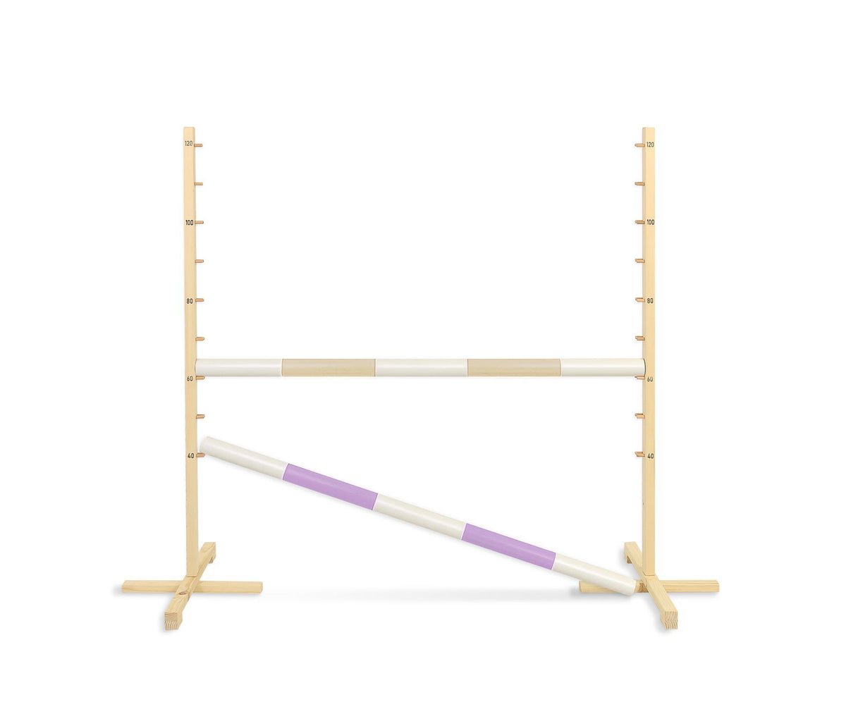 Jumping obstacle for Hobby Horse 120cm, with two beams - beige and light purple