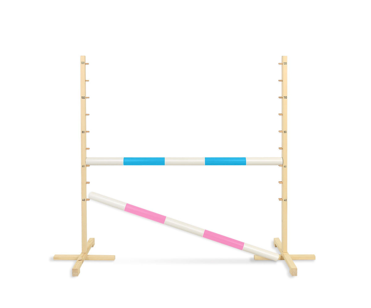 Jumping obstacle for Hobby Horse 120cm, with two beams - light blue and light pink