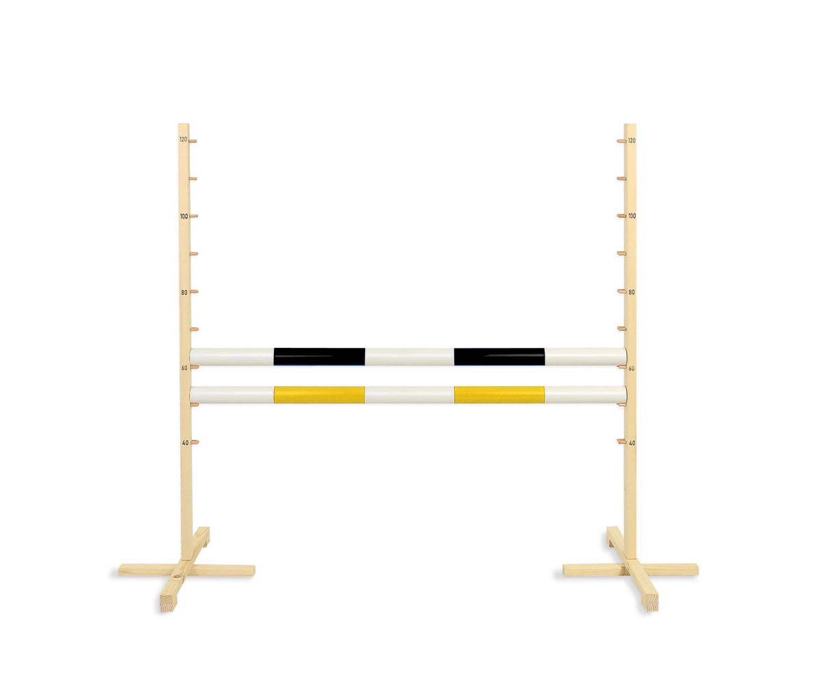 Jumping obstacle for Hobby Horse 120cm, with two beams black and yellow