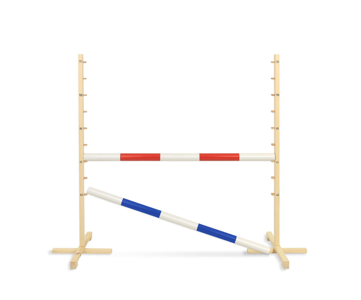 Jumping obstacle for Hobby Horse 120cm, with two beams red and blue