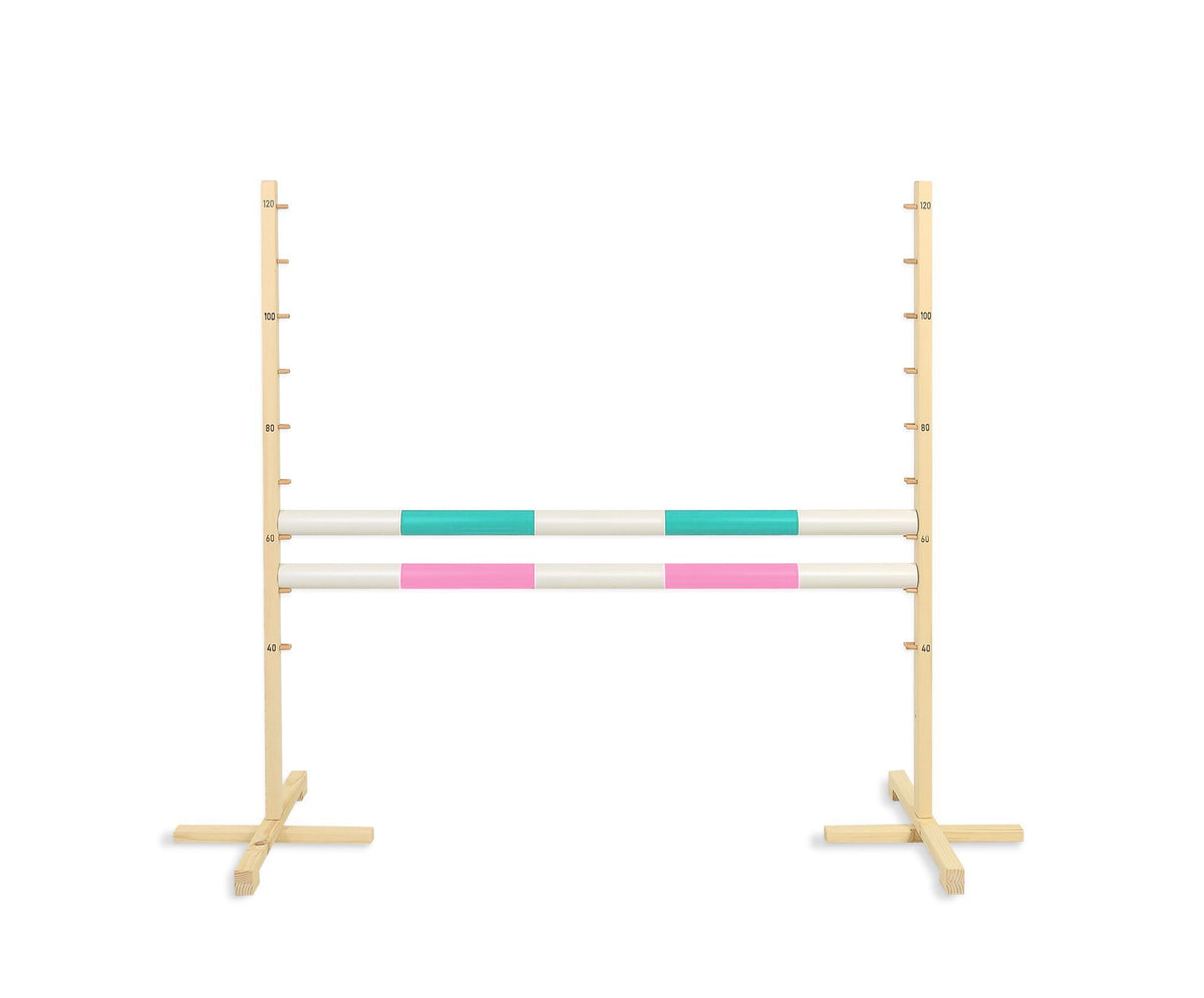 Jumping obstacle for Hobby Horse 120cm, with two beams - mint and light pink
