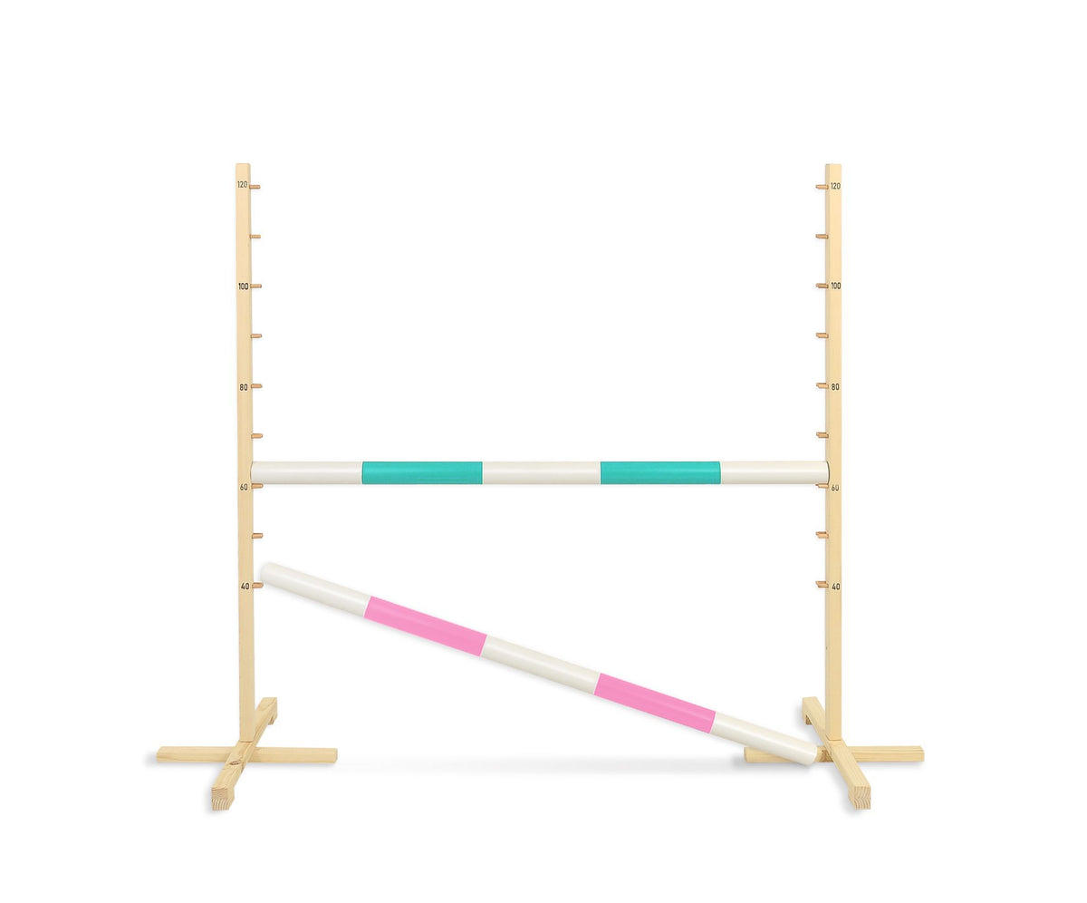 Jumping obstacle for Hobby Horse 120cm, with two beams - mint and light pink