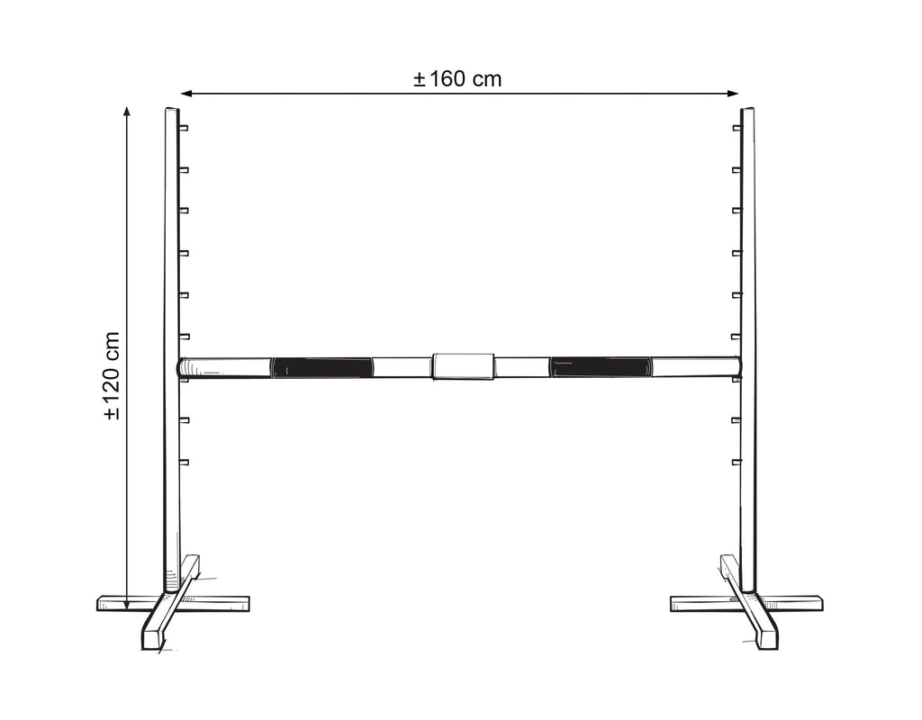 Jumping obstacle for Hobby Horse 160 cm, h-120 cm, with two bars - light pink and pink