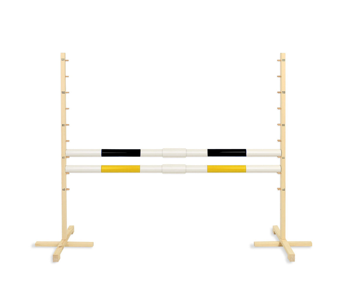 Jumping obstacle for Hobby Horse 160 cm, h-120 cm, with two bars black and yellow