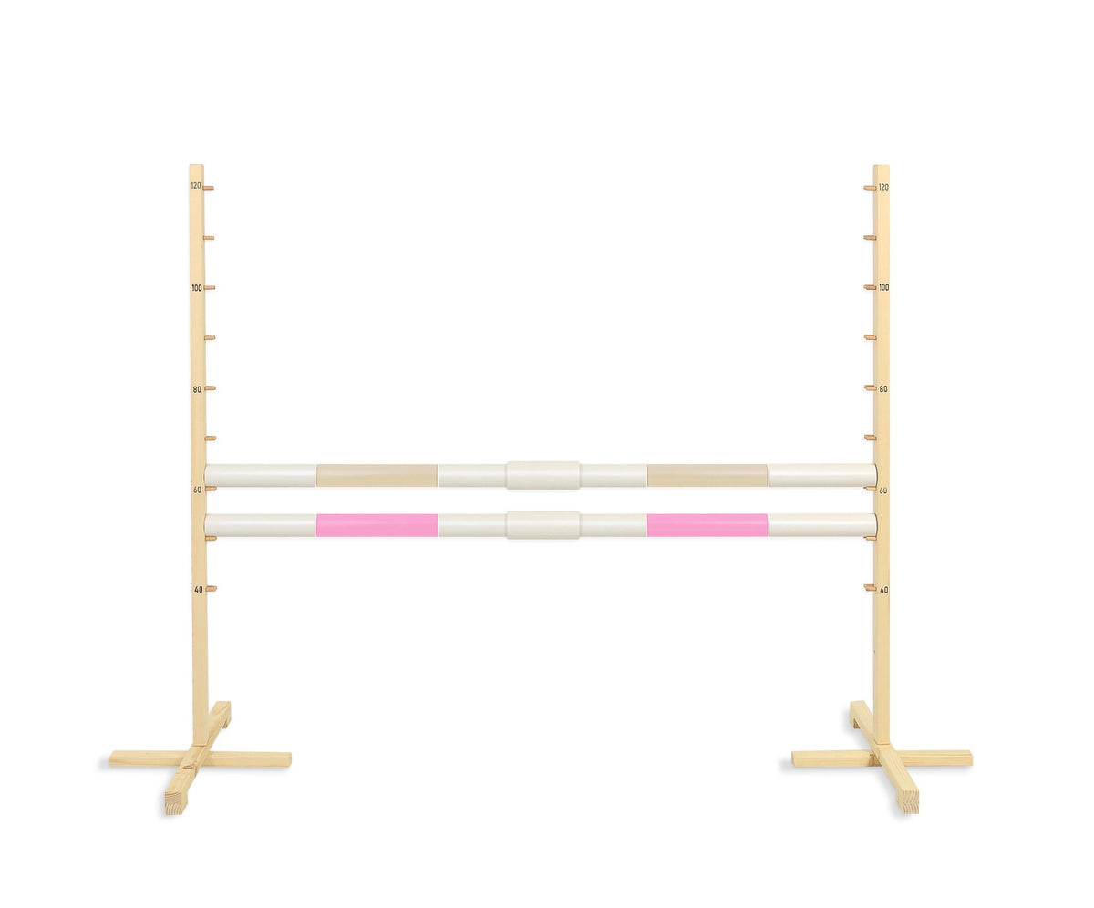 Jumping obstacle for Hobby Horse 160 cm, h-120 cm, with two bars - beige and light pink