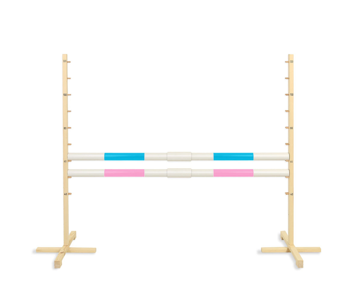 Jumping obstacle for Hobby Horse 160 cm, h-120 cm, with two bars - light blue and light pink