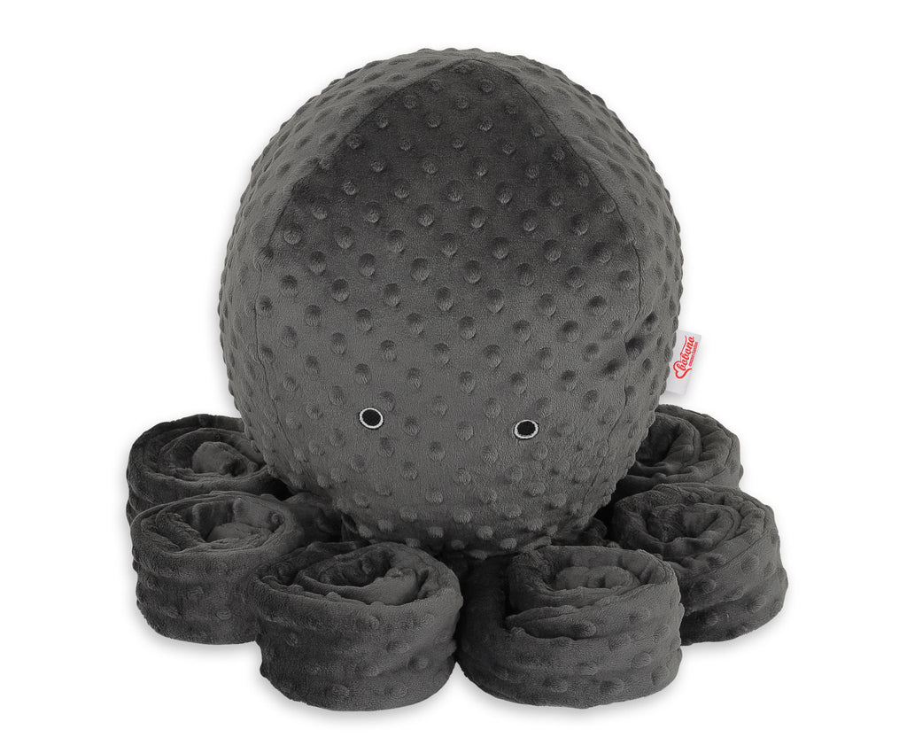 Cuddly octopus big - anthracite - polka dot minky