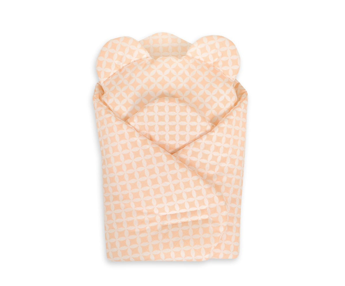 Doll's swaddling cone with pillow - rosette peach