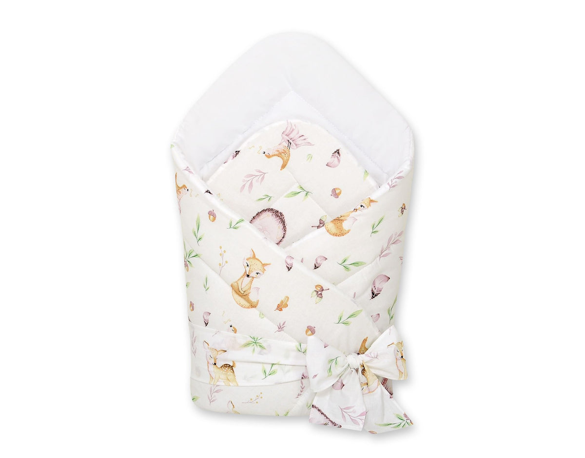 Double-sided baby nest with bow - forest softness