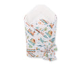 Double-sided baby nest with bow - turquoise train