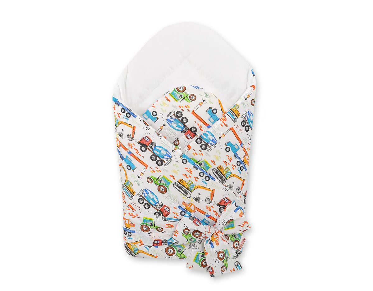Double-sided baby nest with bow - construction site