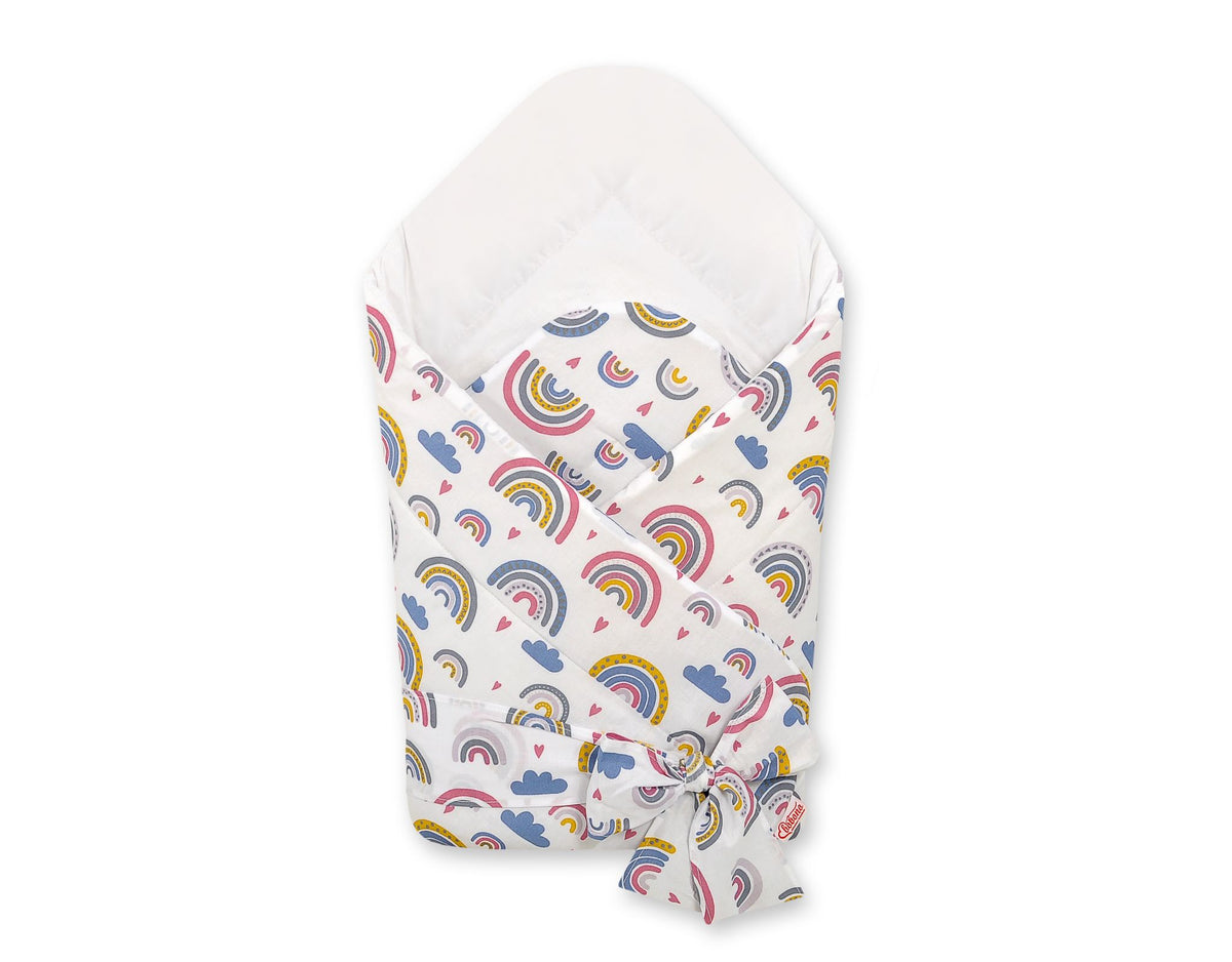 Double-sided baby nest with bow - rainbow