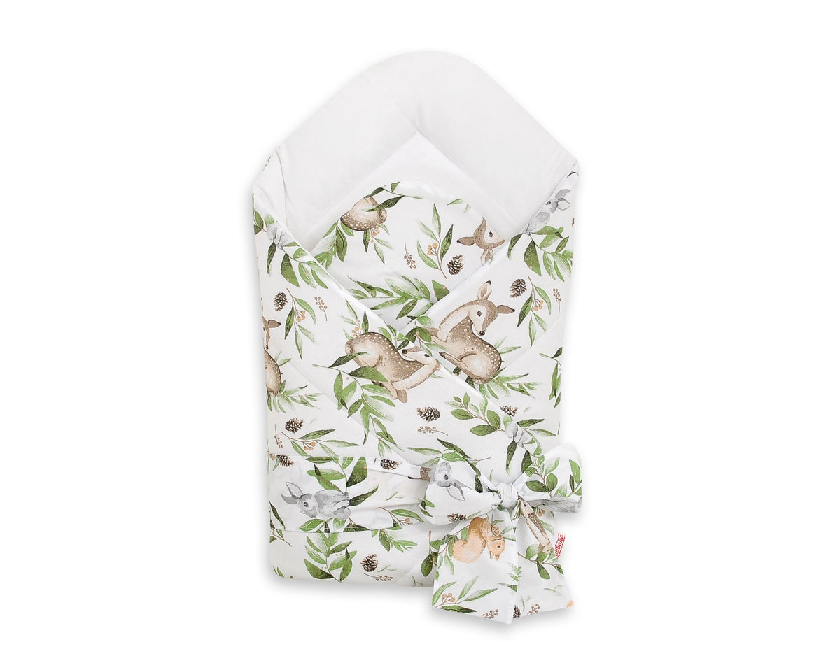 Double-sided baby nest with bow - woodland green