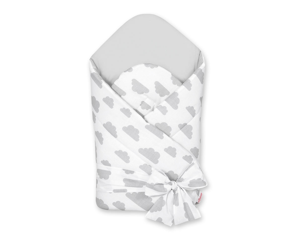 Baby nest 2in1 with stiffening with bow - clouds gray/gray