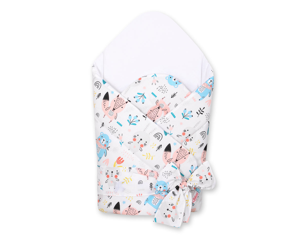 Baby nest 2in1 with stiffening with bow - blue teddy bears