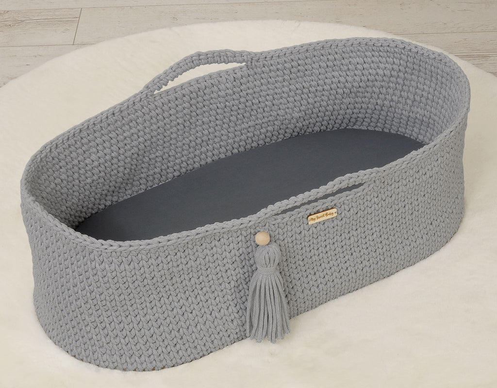 Sheet made of cotton for for prams, moses basket mattress 75x35 cm - anthrazit