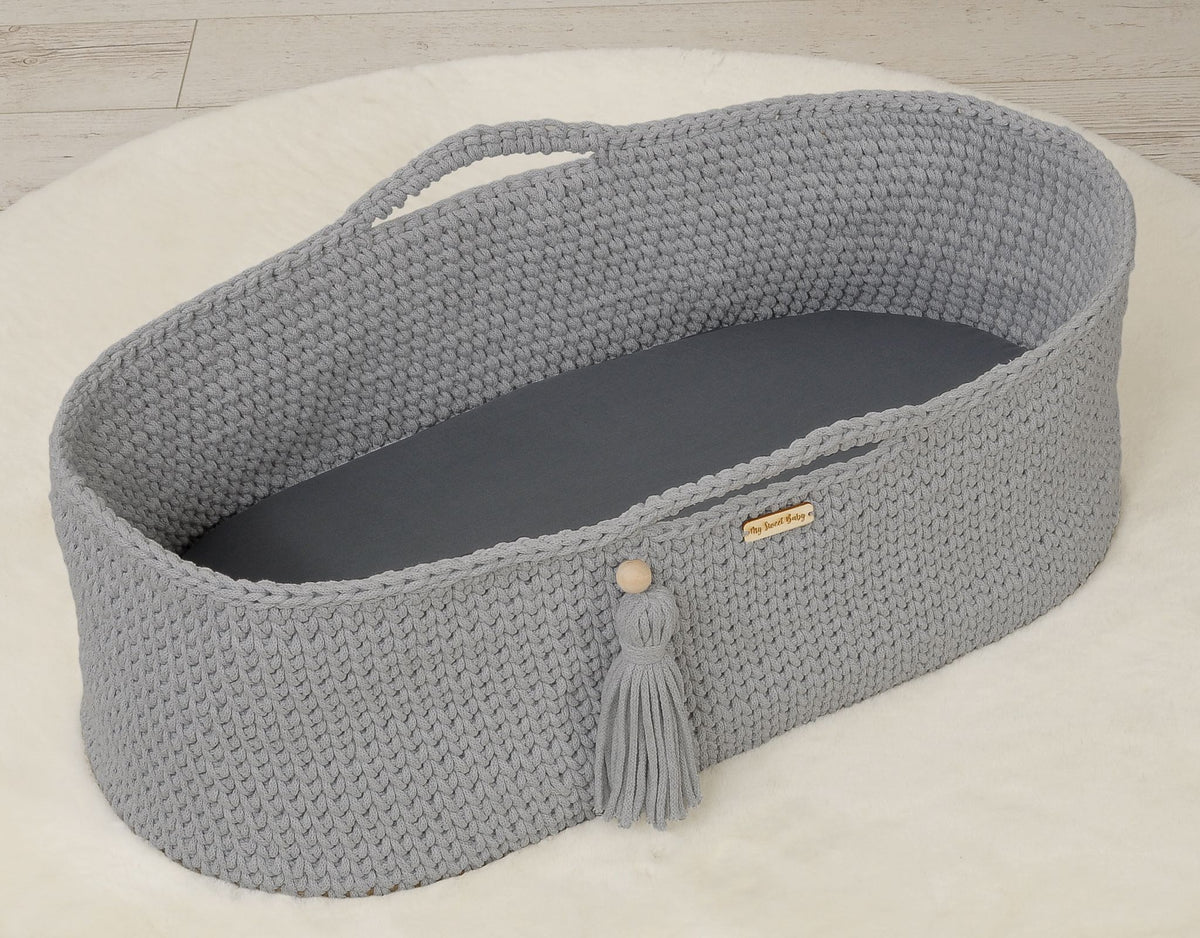 Sheet made of cotton for for prams, moses basket mattress 75x35 cm - anthrazit