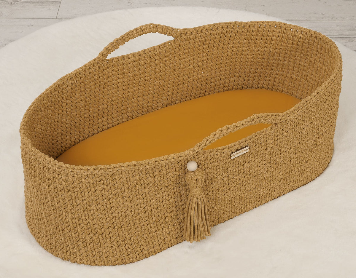 Sheet made of cotton for for prams, moses basket mattress 75x35 cm - honey yellow