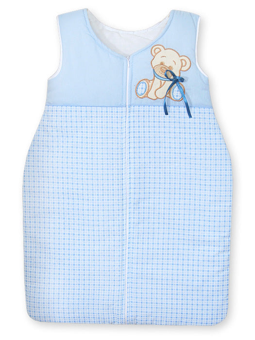 Cotton sleeping bag for children, size M, 6-12 months, TOG 2.5, all-season, Bear with bow blue
